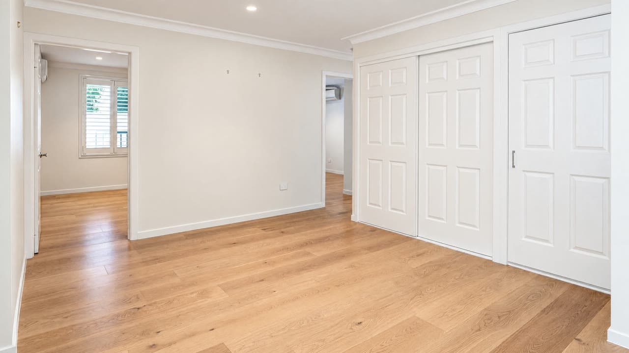 An empty dining room, and the same room furnished